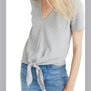 Madewell Gray Modern V Neck Tie Top Size Small